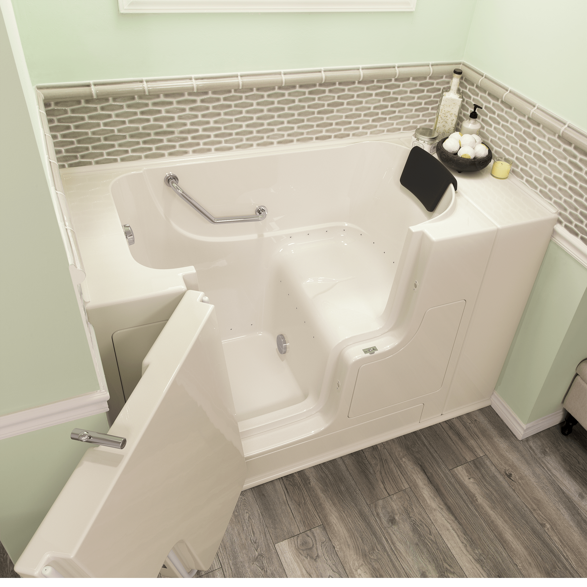 Gelcoat Premium Series 30 x 52  Inch Walk in Tub With Air Spa System   Left Hand Drain WIB LINEN